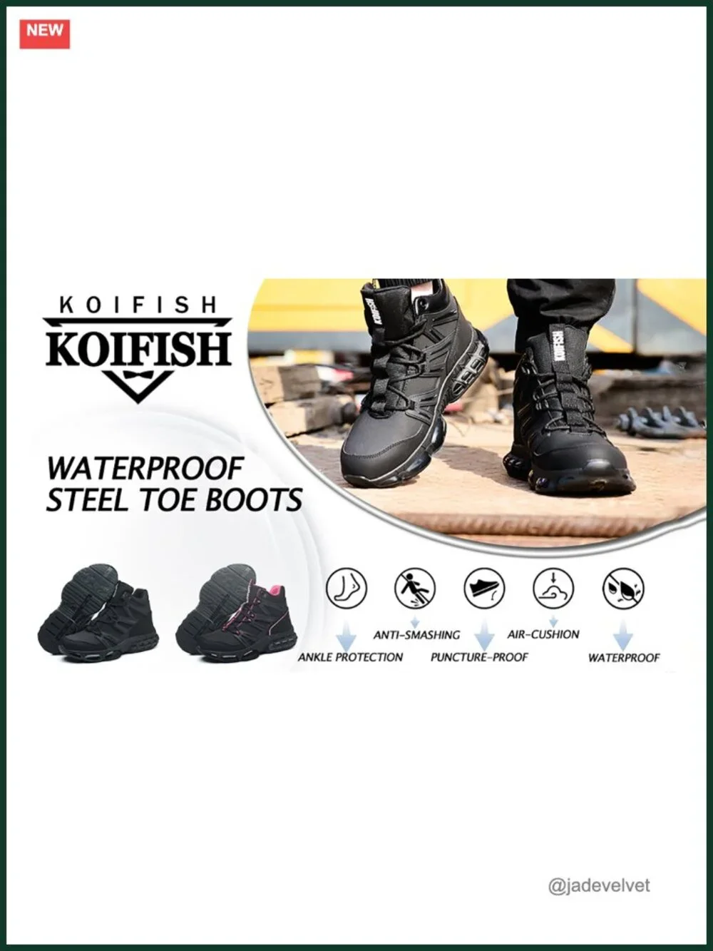 Steel Toe Work Boots Waterproof Lightweight Industrial Construction Safety Shoes